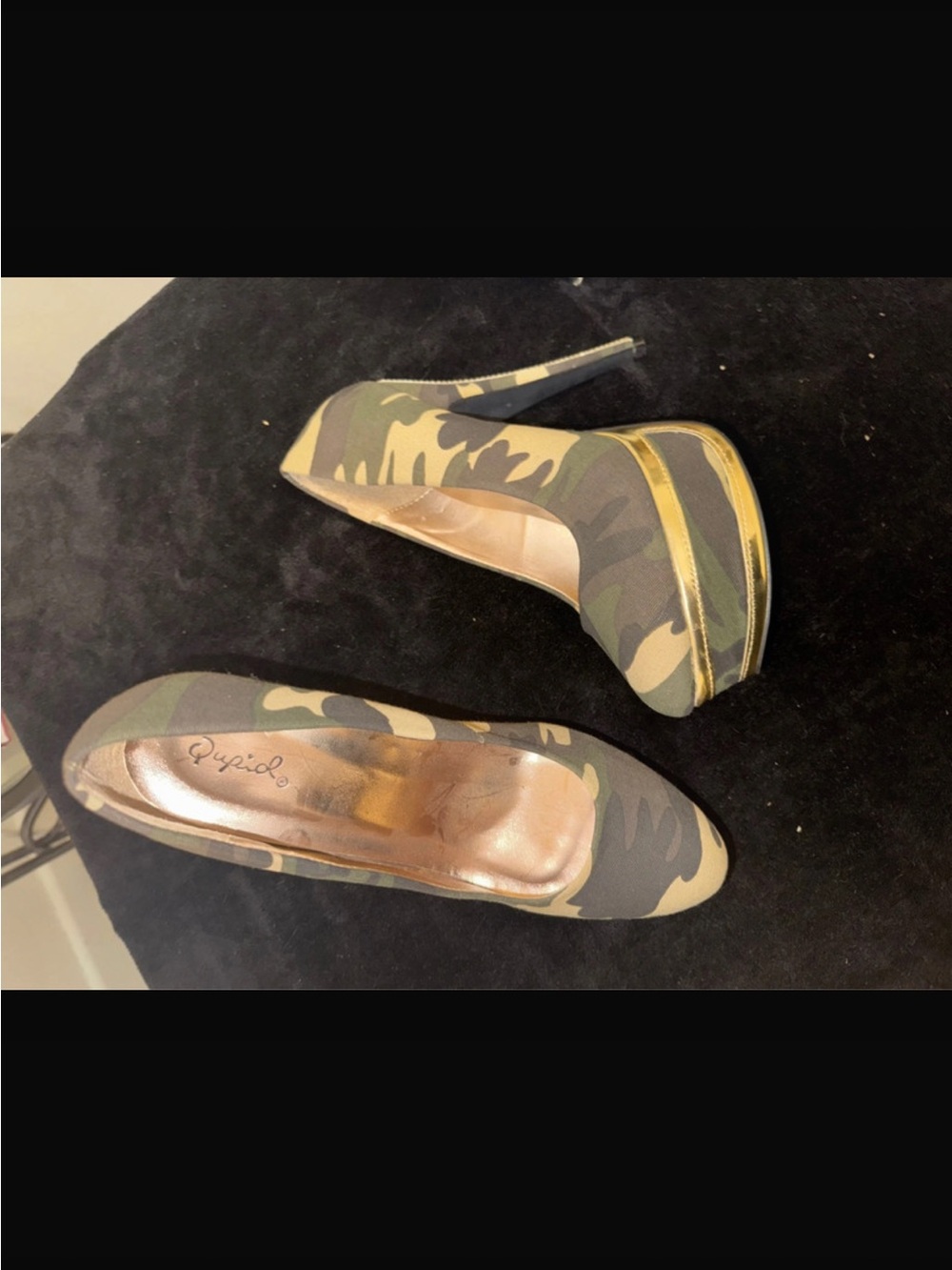 Qupid Camouflage Platform Heels in Green and Brown